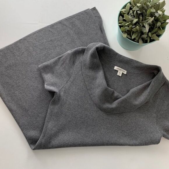 COLDWATER CREEK | Wool Knit Sweater Dress Long Tunic Cowl Neck - Gray - L - Picture 1 of 12